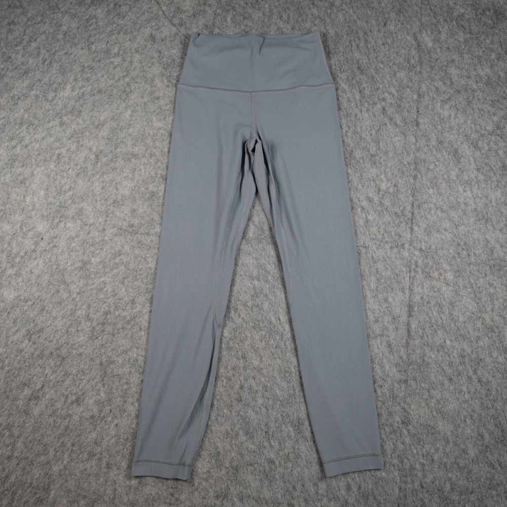 Lululemon Leggings Women 4 Grey Align Ribbed High Rise Yoga Workout Gym Run